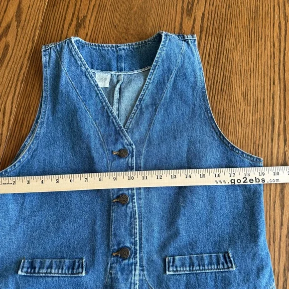 Vintage Lee Denim Vest Women’s Size L Western Coastal Cowgirl 90s Mom Made USA - Picture 6 of 8